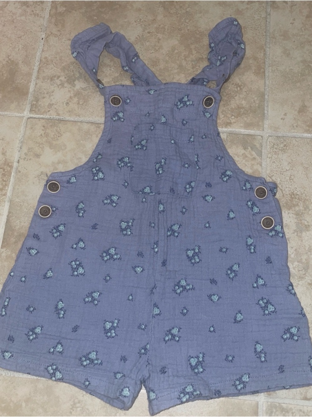 Jessica Simpson Lavender-Blue Floral Cotton Gauze Overall Shorts SO SOFT!!!